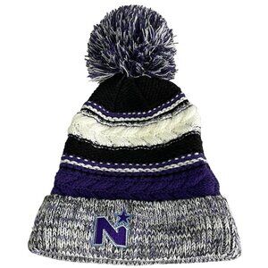 Sports Tek Womens Purple/White Cable Knit Beanie Hat One Size Fits Most